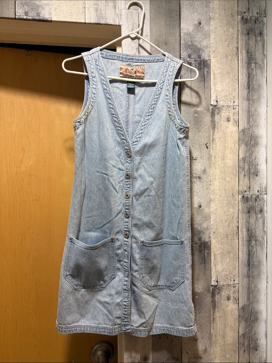 Express Dresses & Skirts - Light Wash Denim Button-Front Sleeveless Dress or vest